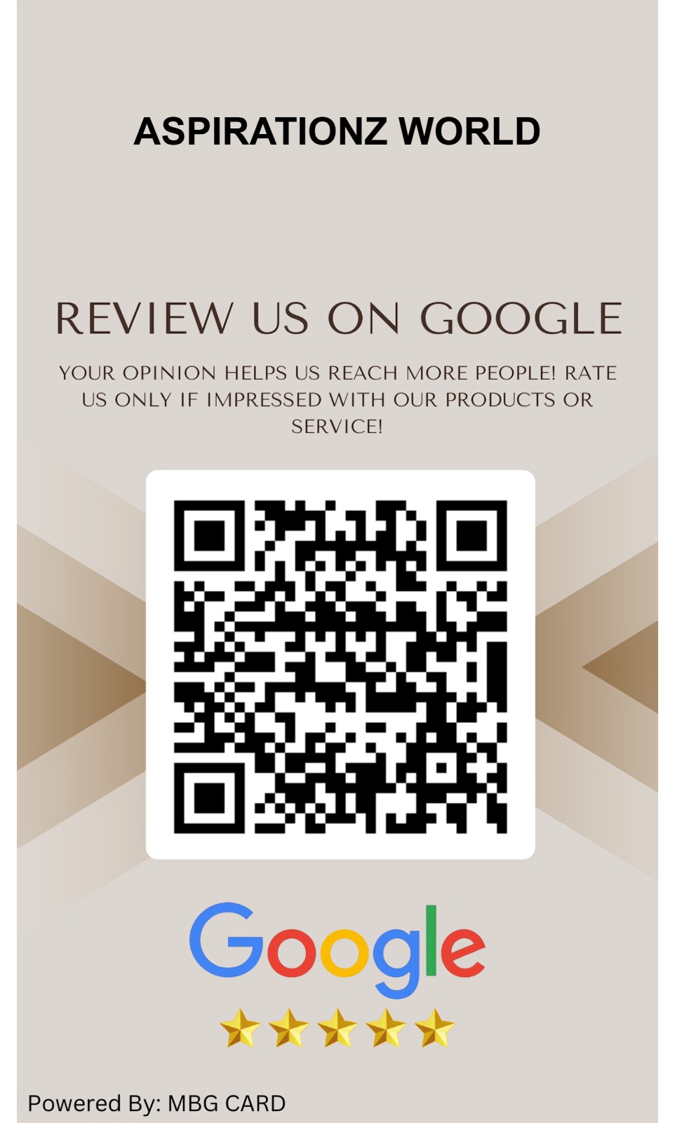 Google review QR card