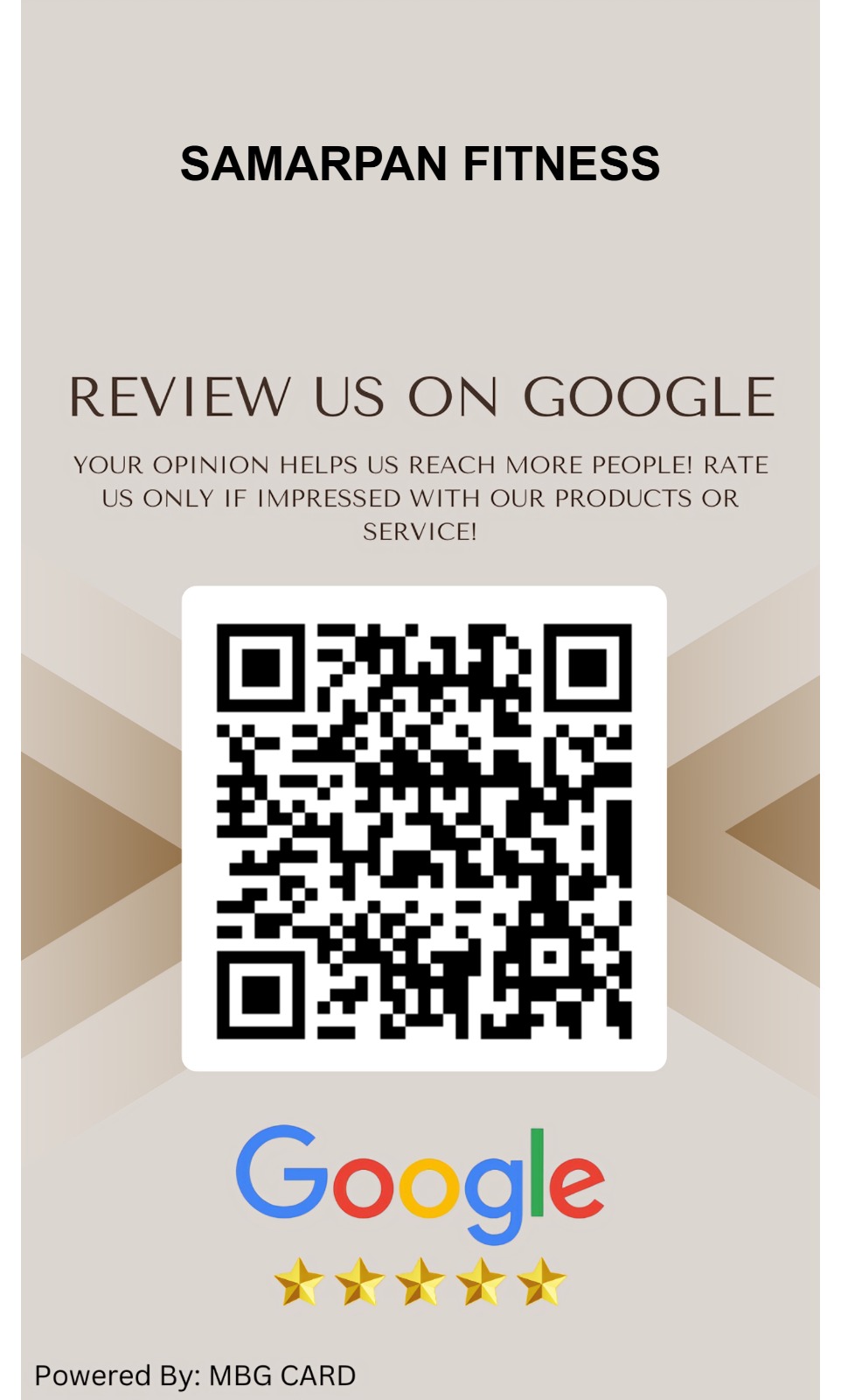 Google review QR card