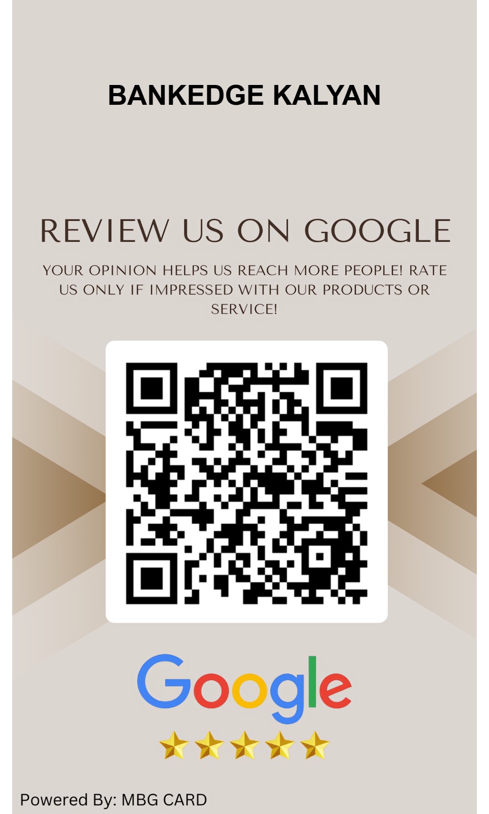 Google review QR card