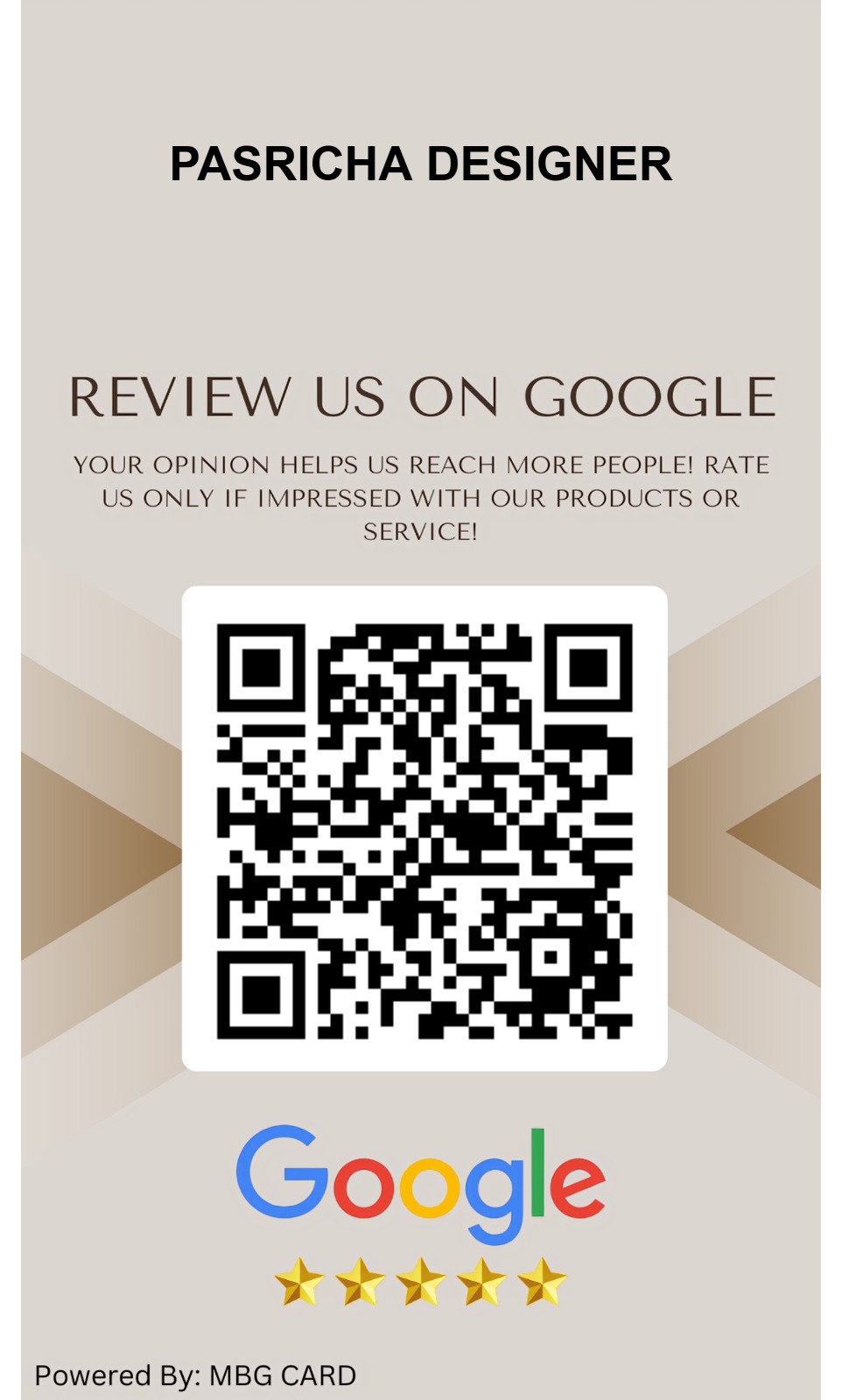 Google review QR card